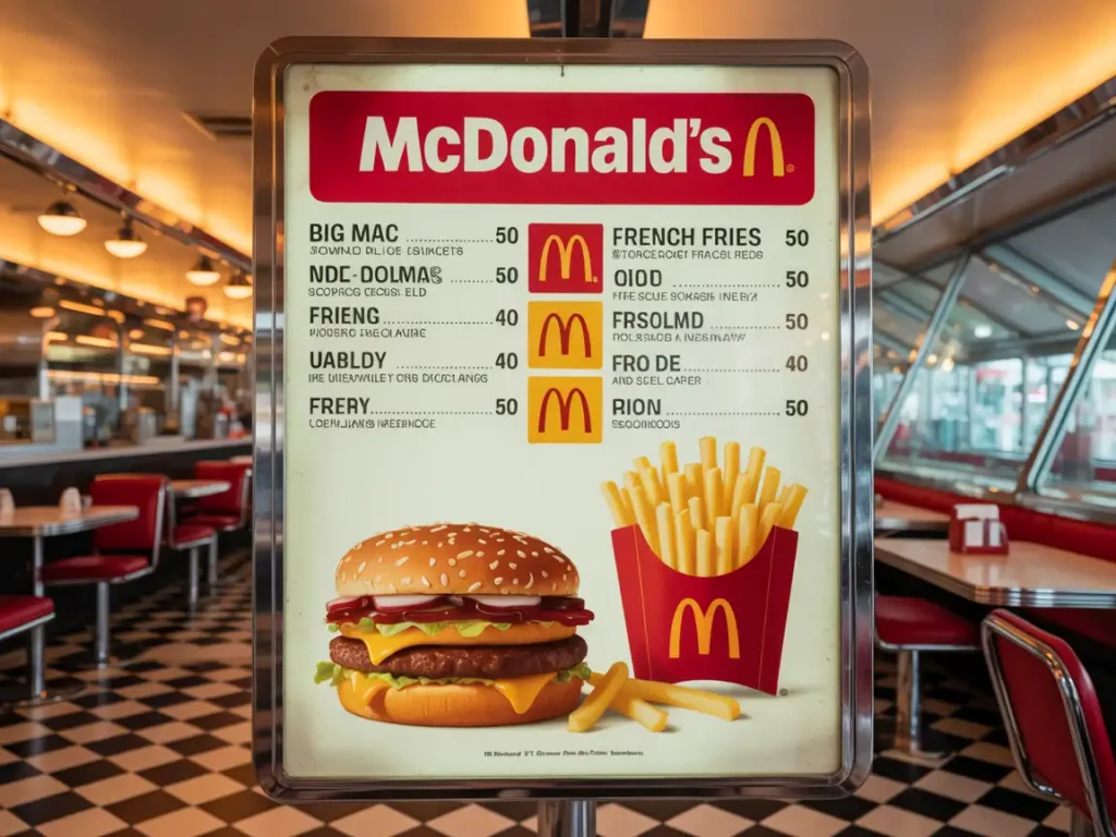 McDonald's Burger Menu with Prices