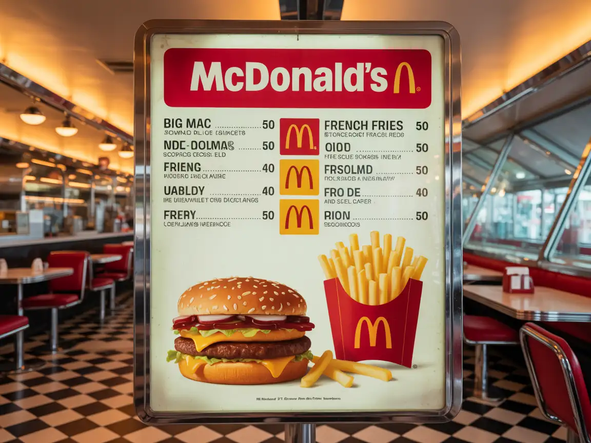 McDonald's Burger Menu with Prices