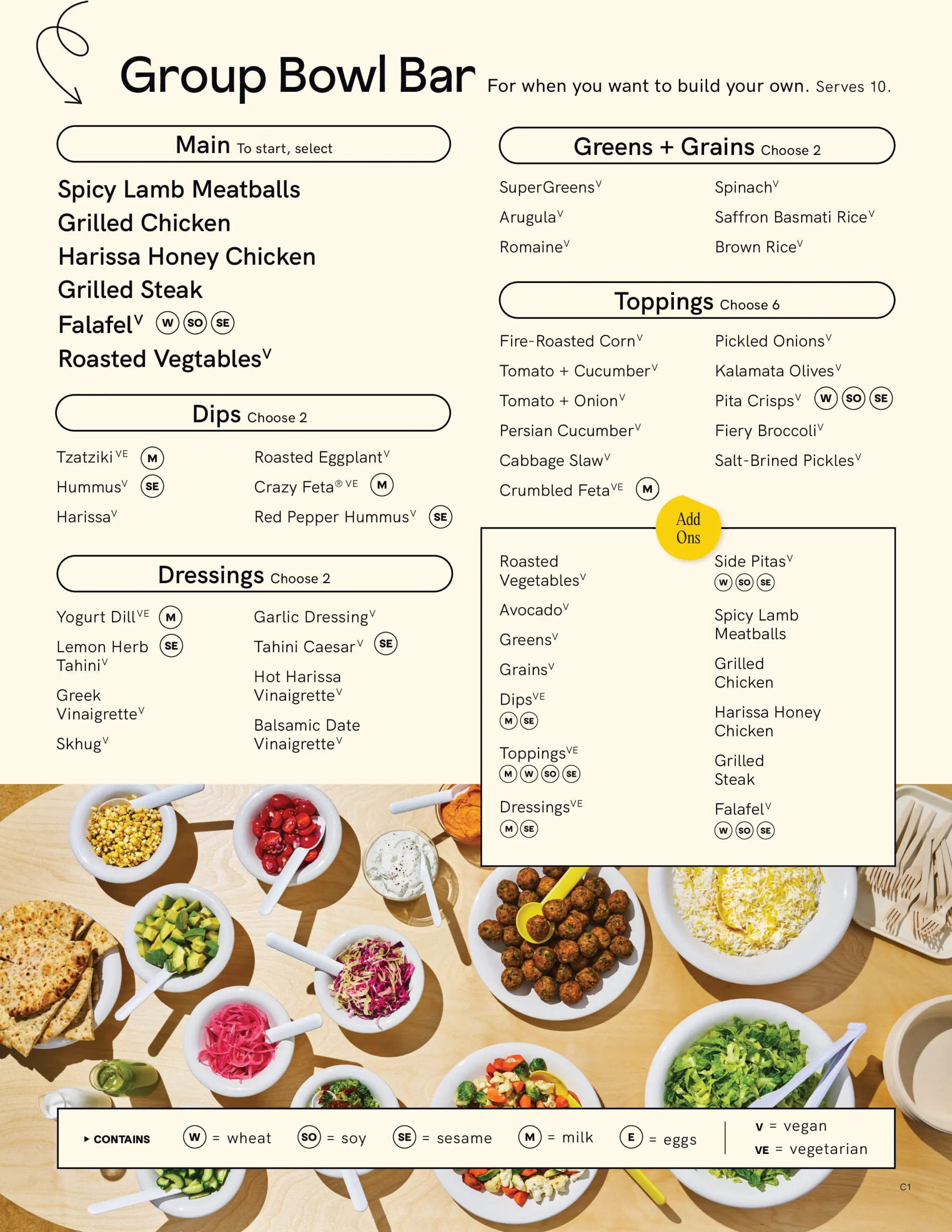 Cava Catering Menu