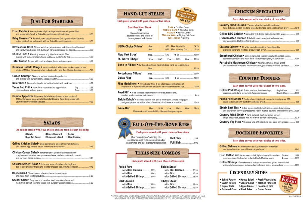 Texas Roadhouse Menu