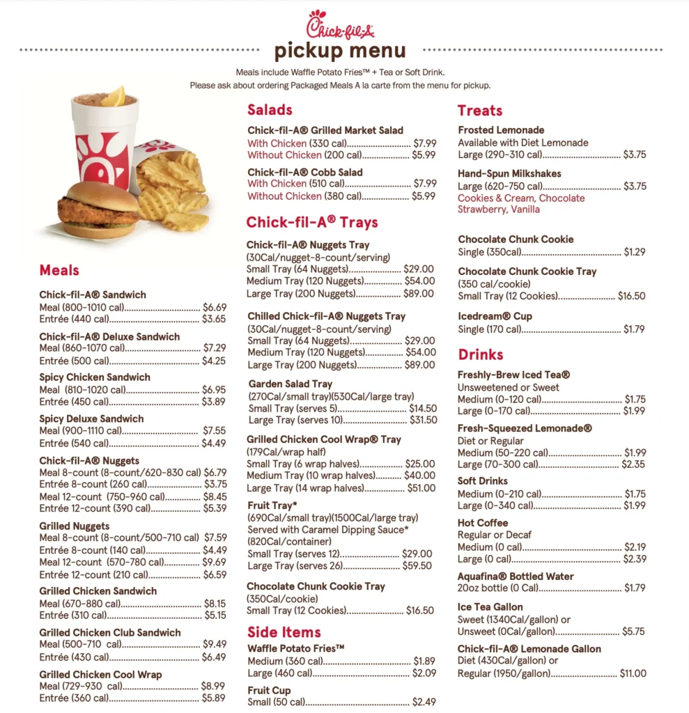 chick fil a salad menu