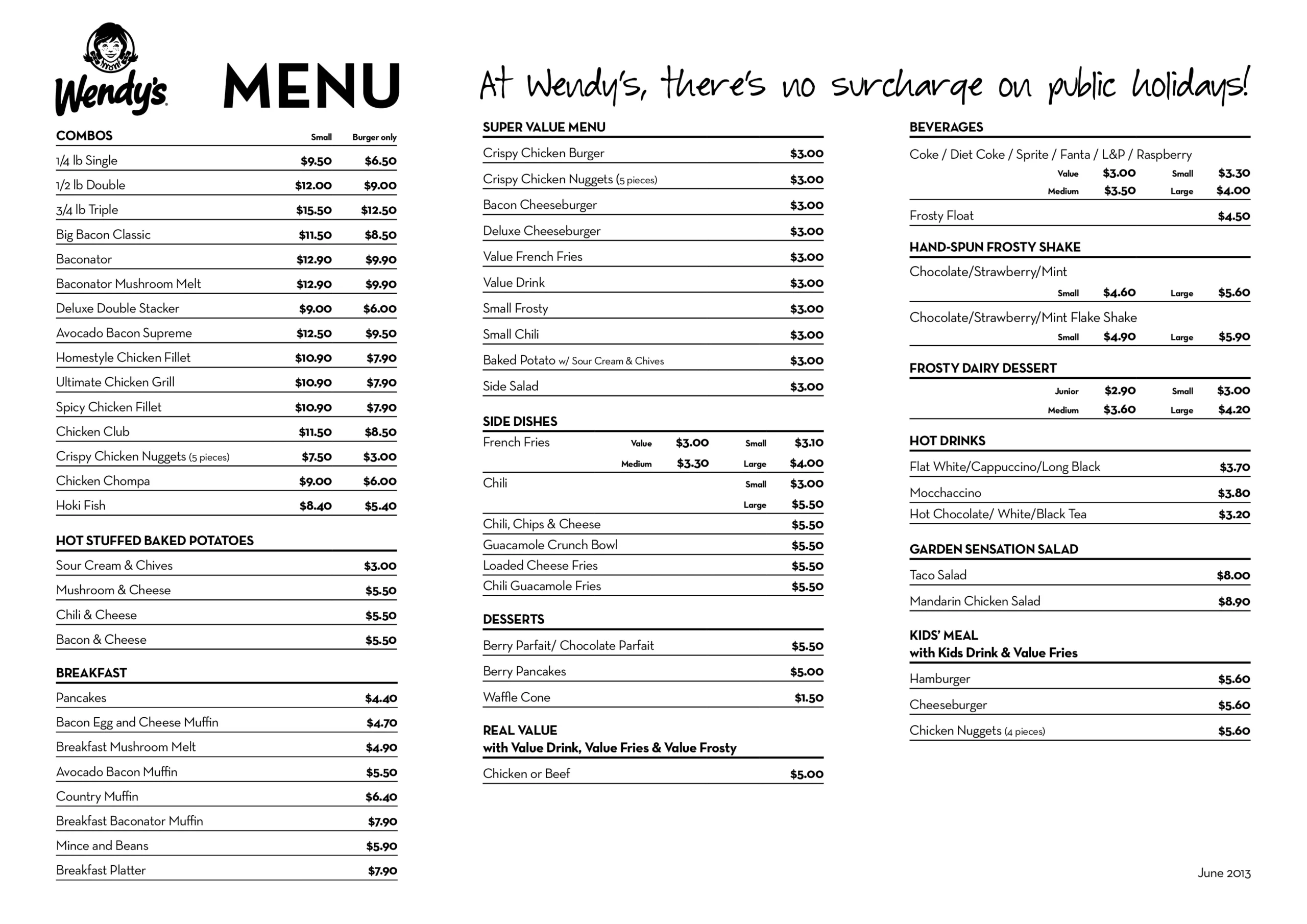 Wendy’s Menu with Pictures Pictures